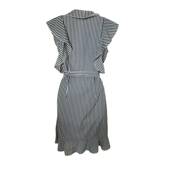 Vintage Elizabeth Crosby Los Angeles Blue/White Striped Summer Dress  S - Picture 2 of 9